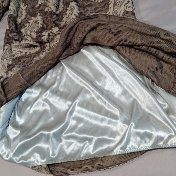 Urban Mangoz Women's LG Dress Natural Green Paisley Retro Bell Sleeve Bohemian - Picture 6 of 11